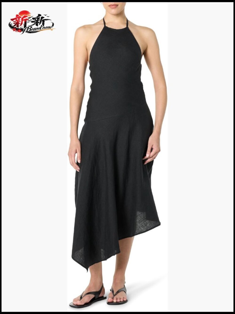 Linen Halter Maxi Dress, Backless High Waist Casual Party Wear